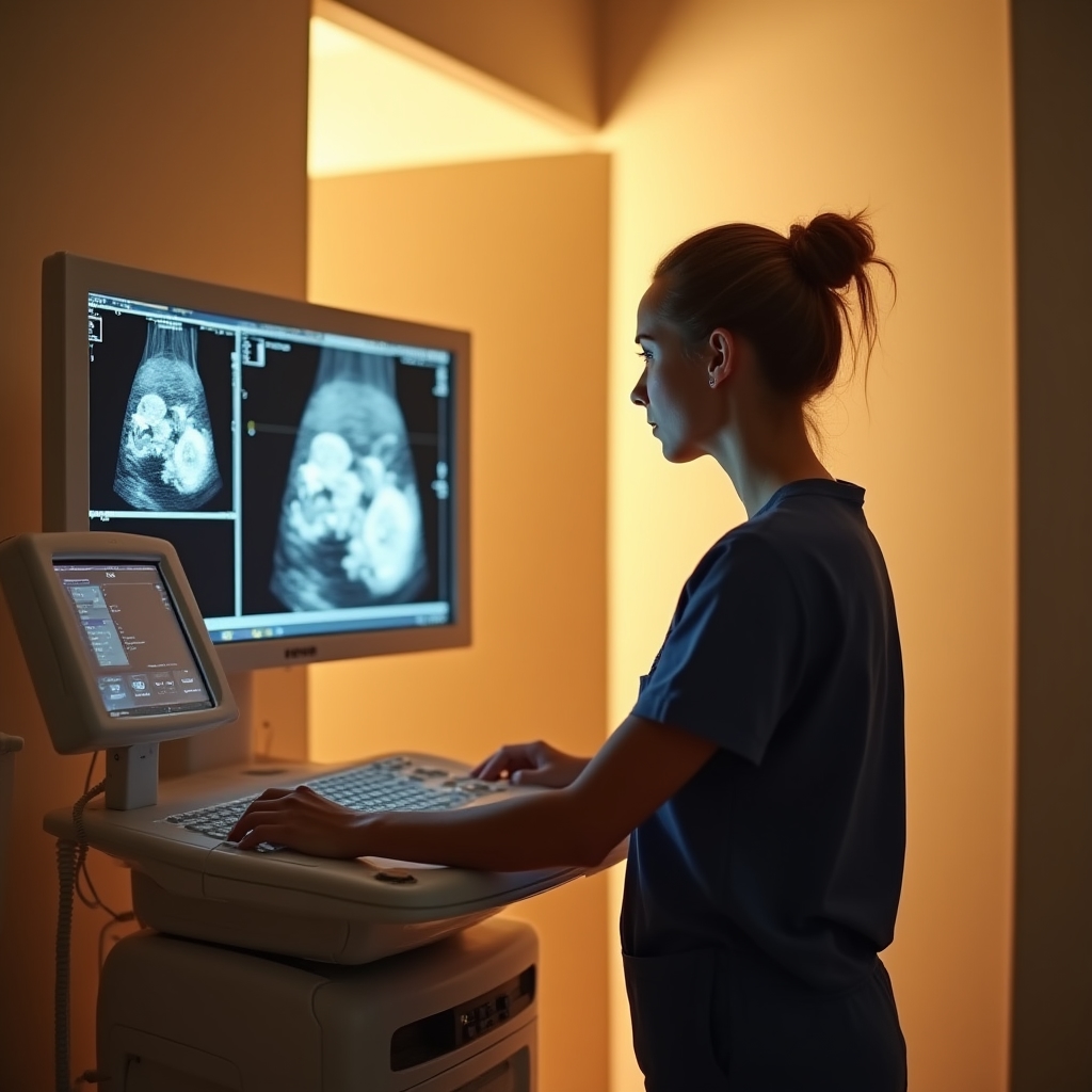 Ultrasound and imaging equipment inside the on-site diagnostic room of the clinic